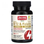 Jarrow Formulas, веганський метил B12 і метилфолат, лимон, 100 жувальних таблеток